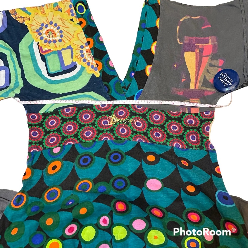 Vibrant Desigual midi dress with embroidered details, size L - Picture 9 of 9